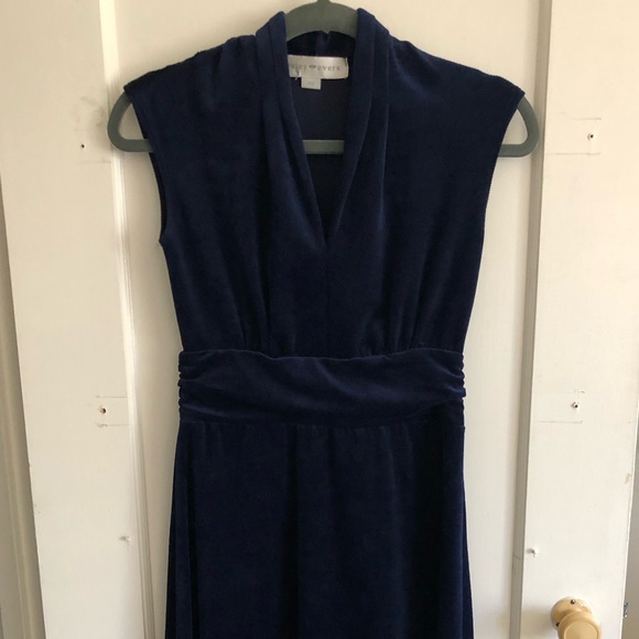 Dark Rich Blue Lesley Evers Velvet Dress - Picture 1 of 5